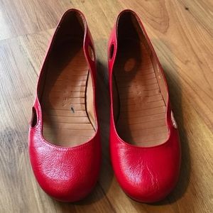 Chie Mihara Red Leather Ballet Flats, Size 37